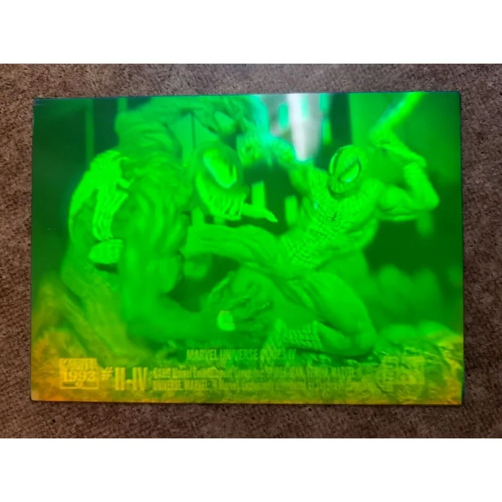 1993 SKYBOX MARVEL UNIVERSE HOLOGRAM #1 OF 5 GREEN HOLO VAR! W/Plastic Protector